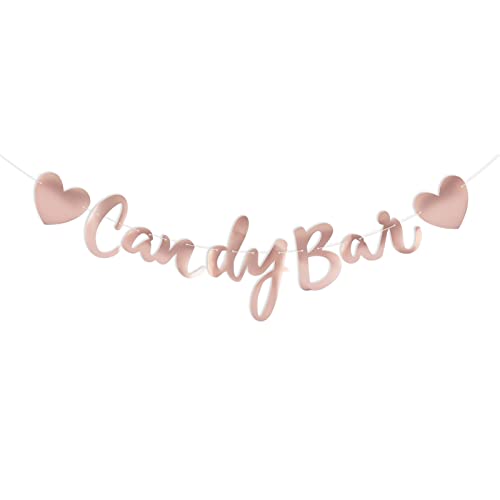 Candy Bar Banner Girlande Papier Girlande in Rosegold Metallic Candy Bar Zubehör Wimpelkette Dekoration für Hochzeit Geburtstag Party JGA Party Feier Weihnachtsfest Candy Bar Schritzug von MEJOSER