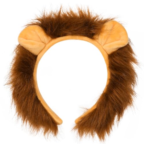 MEJOSER Löwe Haarreif mit Ohren Löweohren Haarreif Karneval Fasching Stirnband Löwenkostüm Kostüm Accessoires Löwen Tierohren Tier Haarreif Haarspange für Halloween Cosplay von MEJOSER