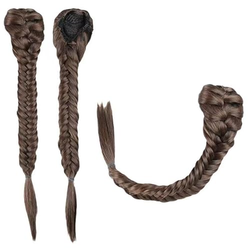 Hair Extension, Bangs Hair Clip Synthetic Fishtail Plaited Braided Bangs One Pieces Natural False Hair Bang Front Braids Fringe Clip in Hair Extensions hairpieces(Brown) von MELY