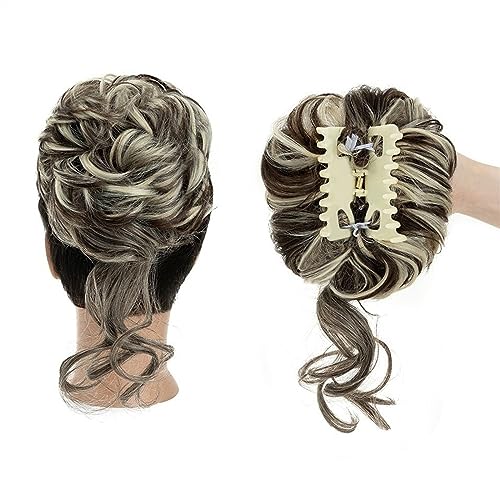 Hair Extension, Bun Hair Piece Synthetic Hair Bun Claw Chignon for Women, Messy Curly Hair Bun Pieces Clip in Ponytail Hair Extensions Fluffy Natural(Gray) von MELY