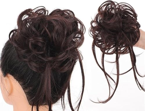 Hair Extension, Bun Hair Piece Synthetic Messy Bun Hair Piece Curly Hair Bun Extensions with Straight Tails Elastic Band Curly Chignon False Hairpieces Ponytail Extensions(Natural) von MELY