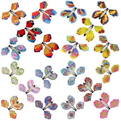 20 akrobatische Schmetterling Requisiten, akrobatische fliegende Schmetterlinge, bunte Schmetterlinge, fliegende Schmetterling Karte Spielzeug, akrobatische Schmetterling Geschenke (10*12cm) von MEMOFYND