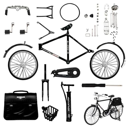 MEMOFYND 1-Teiliges Retro-DIY-Fahrradmodell-Set, Klassische Nachbildung Eines Fingerfahrrads, Kommt Mit Pumpe, Korb Und Aktentasche, Geeignet Für Erwachsene Und Kinder von MEMOFYND