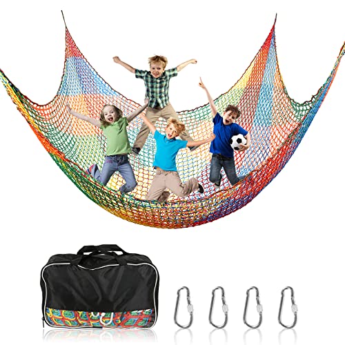 MENAYODA Kletternetz Spielplatz, Schwerlast Doppellagiges Schutznetz Kinder Klettergerüst Schaukel, Kletternetz Kinder Fallschutznetz für Spielplatz Outdoor Indoor Garten (Irisierend, 2x3M) von MENAYODA