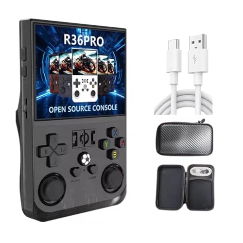 R36PRO Handheld Spiele Konsole, Retro Link Konsole, 3,5 Zoll IPS Bildschirm, 640 X 480, Open Source Game Player, 4000 mAh Akku, Mehrere Spiele, Dual System (64GB) von MENDUNER