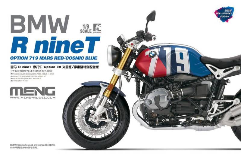 BMW R nineT Option 719 Mars Red/CosmicBlue (Pre-colored Edition) von MENG Models