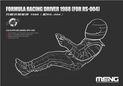 MENG 120116 Model 1:12-Formula Racing Driver (Harz) 913754 1/12 Fahrer-Figur, Formel 1 1988 von MENG