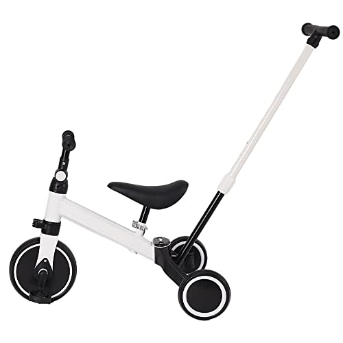 MENGDA 3-in-1-Dreirad für Kinder, Baby, Fahren, Dreirad/Balance-Auto, mit Schiebegriff (weiß) von MENGDA