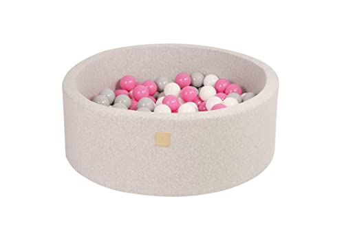 MEOWBABY Bällebad Baby - Rund 90x30cm Ball Pit für Kinder ab 1 Jahr mit 150 Bälle - Weiches & Sicheres Bällepool, Cotton, Hellgrau von MEOWBABY