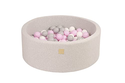 MEOWBABY Bällebad Baby - Rund 90x30cm Ball Pit für Kinder ab 1 Jahr mit 150 Bälle - Weiches & Sicheres Bällepool, Cotton, Hellgrau von MEOWBABY