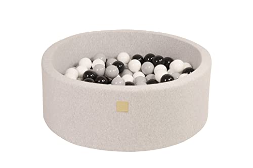 MEOWBABY Bällebad Baby - Rund 90x30cm Ball Pit für Kinder ab 1 Jahr mit 150 Bälle - Weiches & Sicheres Bällepool, Cotton, Hellgrau von MEOWBABY