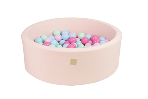 MEOWBABY Bällebad Baby - Rund 90x30cm Ball Pit für Kinder ab 1 Jahr mit 150 Bälle - Weiches & Sicheres Bällepool, Cotton, Hellrosa von MEOWBABY