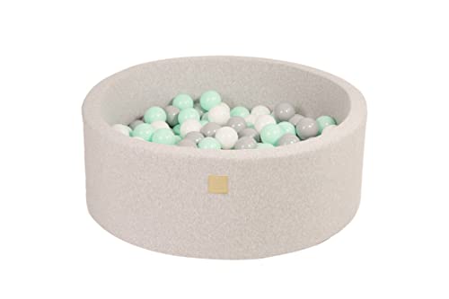 MEOWBABY Bällebad Baby - Rund 90x30cm Ball Pit für Kinder ab 1 Jahr mit 150 Bälle - Weiches & Sicheres Bällepool, Cotton, Hellgrau von MEOWBABY