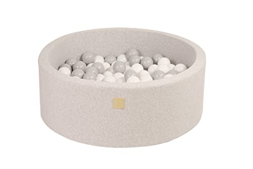 MEOWBABY Bällebad Baby - Rund 90x30cm Ball Pit für Kinder ab 1 Jahr mit 150 Bälle - Weiches & Sicheres Bällepool, Cotton, Hellgrau von MEOWBABY