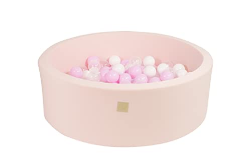 MEOWBABY Bällebad Baby - Rund 90x30cm Ball Pit für Kinder ab 1 Jahr mit 150 Bälle - Weiches & Sicheres Bällepool, Cotton, Hellrosa von MEOWBABY