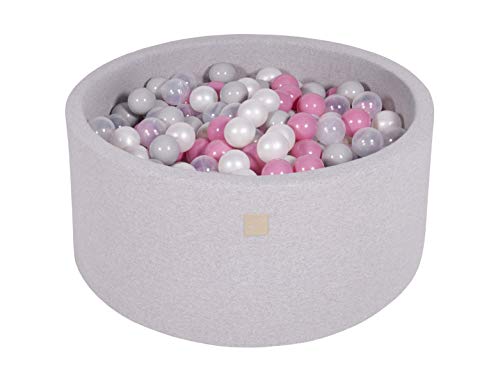 MEOWBABY Bällebad Baby - Rund 90x40cm Ball Pit für Kinder ab 1 Jahr mit 300 Bälle - Weiches & Sicheres Bällepool, Cotton, Hellgrau von MEOWBABY