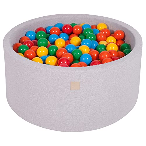 MEOWBABY Bällebad Baby - Rund 90x40cm Ball Pit für Kinder ab 1 Jahr mit 300 Bälle - Weiches & Sicheres Bällepool, Cotton, Hellgrau von MEOWBABY