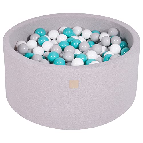 MEOWBABY Bällebad Baby - Rund 90x40cm Ball Pit für Kinder ab 1 Jahr mit 300 Bälle - Weiches & Sicheres Bällepool, Cotton, Hellgrau von MEOWBABY