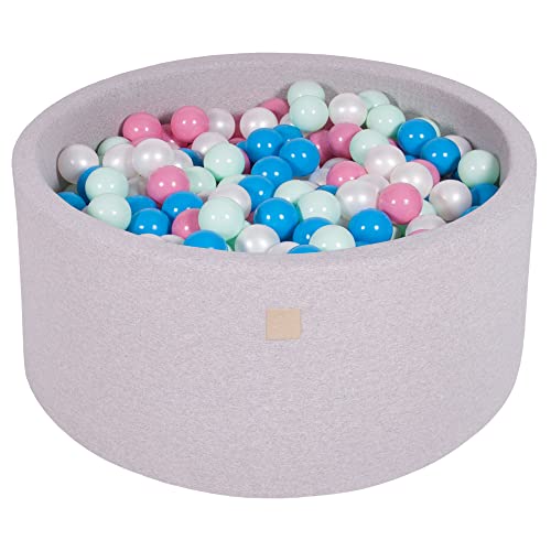 MEOWBABY Bällebad Baby - Rund 90x40cm Ball Pit für Kinder ab 1 Jahr mit 300 Bälle - Weiches & Sicheres Bällepool, Cotton, Hellgrau von MEOWBABY