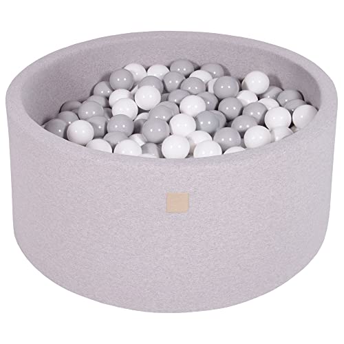 MEOWBABY Bällebad Baby - Rund 90x40cm Ball Pit für Kinder ab 1 Jahr mit 300 Bälle - Weiches & Sicheres Bällepool, Cotton, Hellgrau von MEOWBABY