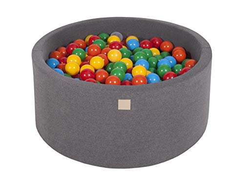 MEOWBABY Bällebad Baby - Rund 90x40cm Ball Pit für Kinder ab 1 Jahr mit 300 Bälle - Weiches & Sicheres Bällepool, Cotton, Dunkelgrau von MEOWBABY