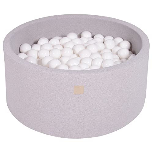 MEOWBABY Bällebad Baby - Rund 90x40cm Ball Pit für Kinder ab 1 Jahr mit 300 Bälle - Weiches & Sicheres Bällepool, Cotton, Hellgrau von MEOWBABY