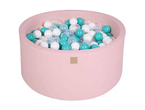 MEOWBABY Bällebad Baby - Rund 90x40cm Ball Pit für Kinder ab 1 Jahr mit 300 Bälle - Weiches & Sicheres Bällepool, Cotton, Hellrosa von MEOWBABY