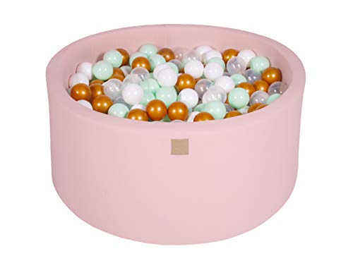 MEOWBABY Bällebad Baby - Rund 90x40cm Ball Pit für Kinder ab 1 Jahr mit 300 Bälle - Weiches & Sicheres Bällepool, Cotton, Hellrosa von MEOWBABY