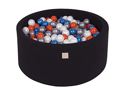 MEOWBABY Bällebad Baby - Rund 90x40cm Ball Pit für Kinder ab 1 Jahr mit 300 Bälle - Weiches & Sicheres Bällepool, Cotton, Schwarz von MEOWBABY