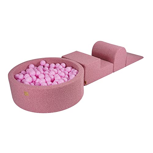 MEOWBABY Spielplatz aus Schaumstoff mit Bällebad 240x45cm - Schaumspielset mit 200 Bälle für Kinder, Boucle, Rosa: Pastellrosa von MEOWBABY