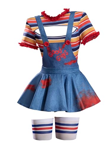 Meowcos Gothic-Body für Damen, Overall-Set, Halloween-Kostüm, mehrfarbig, gestreift, Cutout, Body mit Overall, Strümpfen, Bunt, Small Meowcos Gothic-Body für Damen, Overall-Set, Halloween-Kostüm, mehrfarbig, gestreift, Cutout, Body mit Overall, Strümpfen, Bunt, Small von MEOWCOS.COM