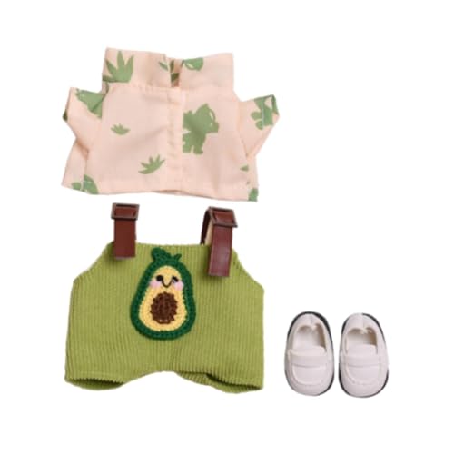 15 cm Plüschpuppenkleidung, Kuscheltierkleidung, Kostüme, Foto Requisiten, Anziehsachen, Stylisch, Puppen Overall Shirt mit Schuhen, Grün von MERIGLARE