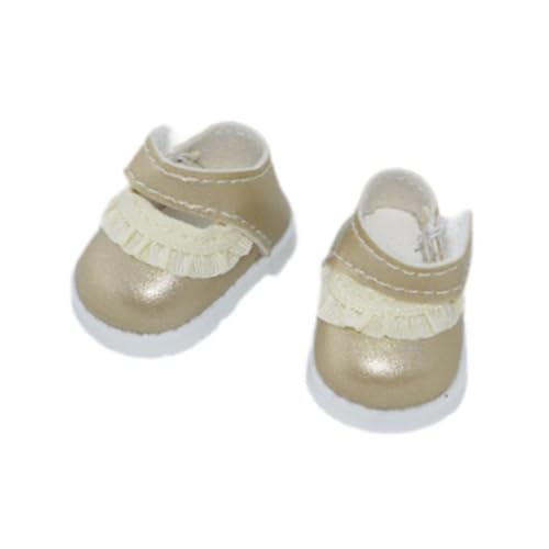 17 cm Puppenschuhe, Süßes Puppenzubehör, Puppen-Anziehspielzeug, Puppen-Outfits für Mädchen für 17 cm große Anhängerpuppe, Gold von MERIGLARE