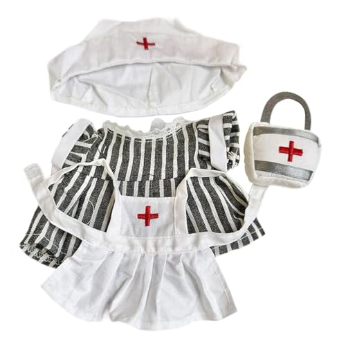 20 cm Plüschpuppenkleidung Puppenkrankenschwester Outfit Anziehpuppenkleidung Kostüme Foto Requisiten Stilvolle Kuscheltierkleidung Cartoon, Grau von MERIGLARE