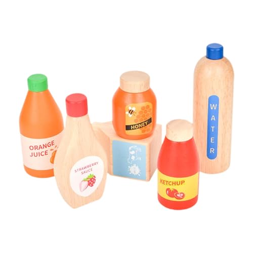 Holz Lebensmittel Spielen Spielzeug Trinken Saft Flasche Set Pretend Spielen Geburtstag Geschenk von MERIGLARE