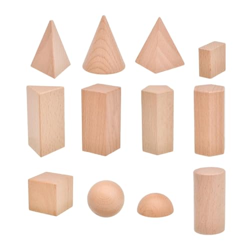 MERIGLARE 12 Stück 3D Formen, Geometrische Körper, Holzspielzeug für Kinder Ab 3 MERIGLARE 12 Stück 3D Formen, Geometrische Körper, Holzspielzeug für Kinder Ab 3 von MERIGLARE