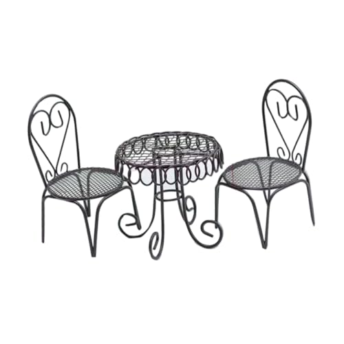 MERIGLARE 3 Stück Puppenhaus Tisch Stühle Miniatur Möbel Set Accessoires Handgefertigt Aus Eisen für Kinder Spielzeug Fotografie Dekoration Geschenk Dekor, Schwarz MERIGLARE 3 Stück Puppenhaus Tisch Stühle Miniatur Möbel Set Accessoires Handgefertigt Aus Eisen für Kinder Spielzeug Fotografie Dekoration Geschenk Dekor, Schwarz von MERIGLARE