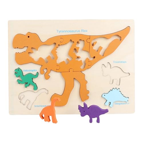 MERIGLARE Holzpuzzle Steckpuzzle Lernspielzeug Zuordnungsspiel Aus Holz mit Tiermotiven Zur Förderung Der Feinmotorik für Jungen Und Mädchen Als Geschenk, Dinosaurier MERIGLARE Holzpuzzle Steckpuzzle Lernspielzeug Zuordnungsspiel Aus Holz mit Tiermotiven Zur Förderung Der Feinmotorik für Jungen Und Mädchen Als Geschenk, Dinosaurier von MERIGLARE