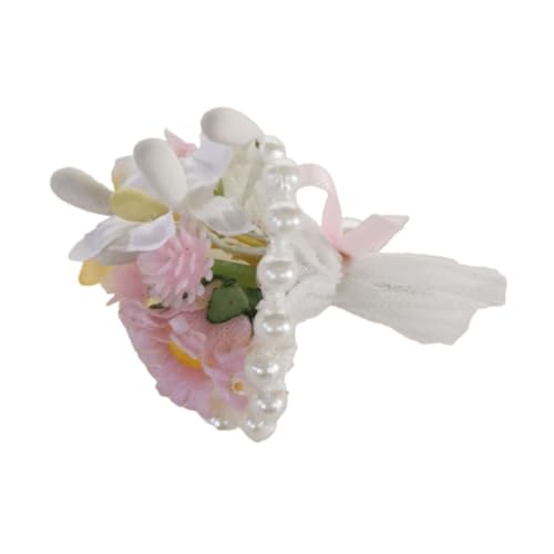 Puppen mit Handgebundenem Blumenarrangement, Miniaturspielzeug für 15–17 cm Große Puppen, Geschenke für Besondere Anlässe, Rosa von MERIGLARE