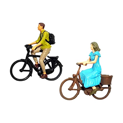 Realistische Radfahrer-Figur im Maßstab 1/87, Mini-People-Modell-Ornament für Layout-Dekoration, Junge und Mädchen von MERIGLARE