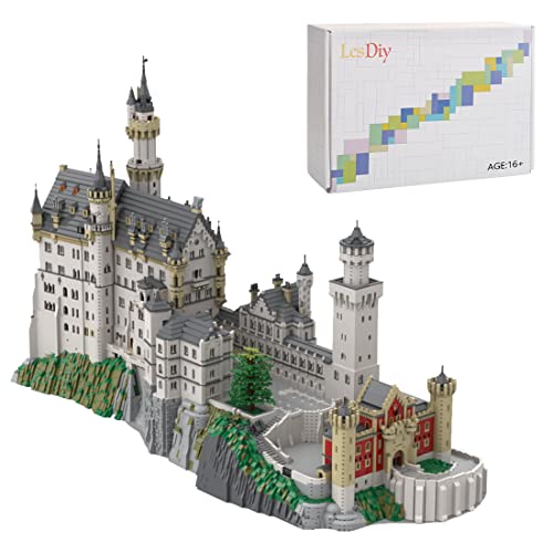 MERK Schloss Neuschwanstein Architektur Modell, MOC-123380 Modular Building Bausteine, 57602 klemmbausteine Kompatibel mit Lego von MERK
