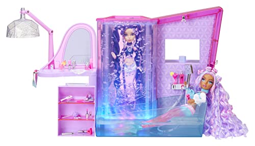 Mermaze Mermaidz Salon & Spa Spielset mit Farbwechsel - 2 Bereiche mit Farbwechsel, Bunte Lichter, Sprudelwand, Dusche, Badewanne, Beauty-Station und 19 Accessoires - für Kinder ab 4 Jahren von MERMAZE MERMAIDZ