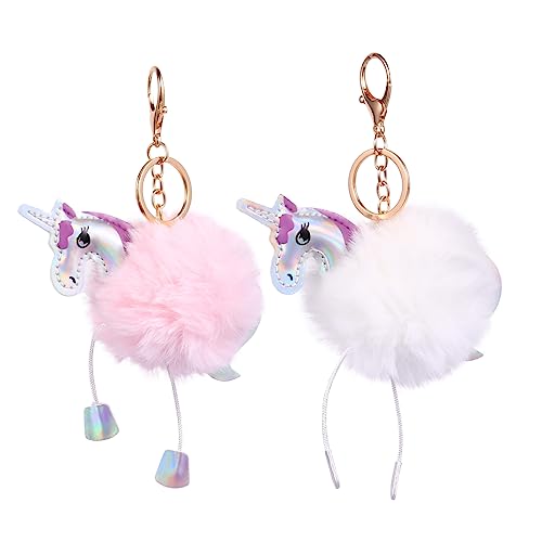 MERRYHAPY 1 Satz 2st Einhorn Schlüsselanhänger Anhänger Für Tasche Weihnachten Pom Pom Schlüsselanhänger Taschenanhänger Auto Schlüsselanhänger Auto Schlüssel Halter Plüsch Weiß von MERRYHAPY