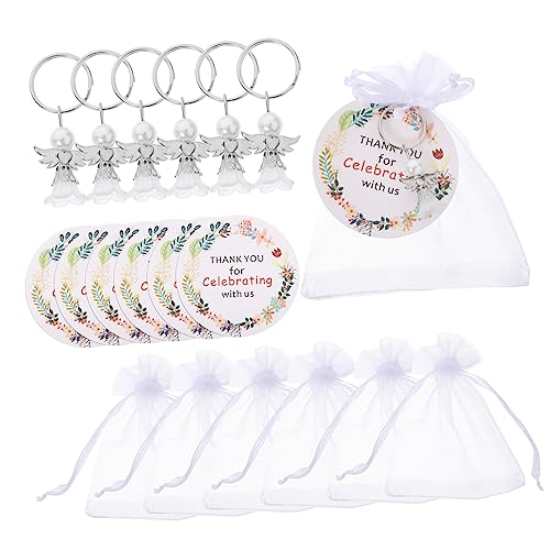 MERRYHAPY 1 Satz Engel Schlüsselanhänger Gastgeschenke Für Die Hochzeitsparty Wächter Taufgeschenke Für Mädchen Aus Papier Schlüsselanhänger Für Die Babyparty Danke-tags Silver Abs von MERRYHAPY