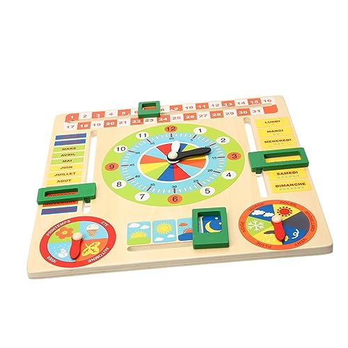 MERRYHAPY 1 Satz Kalender Uhr Spielzeug Kinderkalender Montessori-Kalender Kinderspielzeug Kleinkindspielzeug Spielzeuguhr Lernuhr aus Holz für Kleinkinder Lernen holzspielzeug kinderuhr von MERRYHAPY