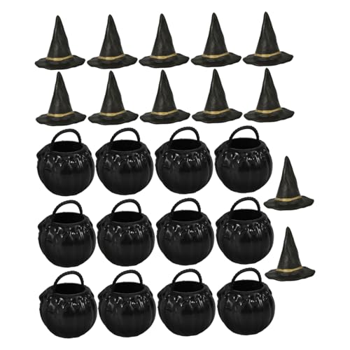 MERRYHAPY 1 Set Hexenhut Eimer Glas Mini Hexenhut Mini Kessel Töpfe Party Halloween Charms Halloween Mini Kessel Mini Ornamente Miniatur Hexenhut Halloween Miniatur Kessel von MERRYHAPY