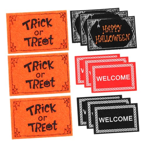 MERRYHAPY 12st Dekorative Halloween-bodenmatte Miniatur-bodenmatte Halloween-willkommensschild Halloween-puppenhausmöbel Halloween-miniteppich Miniatur-puppenhausteppiche Szenenlayout-dekor von MERRYHAPY