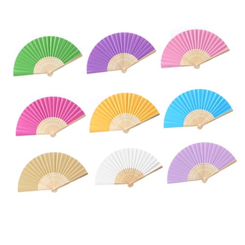 MERRYHAPY 18 Stk tragbarer Papierfächer Kinderfans Geldbeutel-Fan Whitepaper-Fans Chinesische Ventilatoren Faltventilator Faltfächer für Damen Cartoon-Fan Handpapierfächer Hölzern Colorful von MERRYHAPY