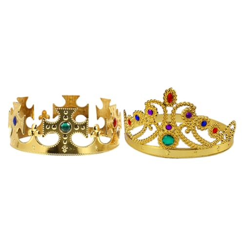 MERRYHAPY 2 Stück Festliche Krone Tiara Dekor Kronen Für Party Krone Kopfschmuck Kunststoff Cosplay Krone Halloween Cosplay Krone Dekorative Cosplay Krone Halloween Party Krone Halloween von MERRYHAPY