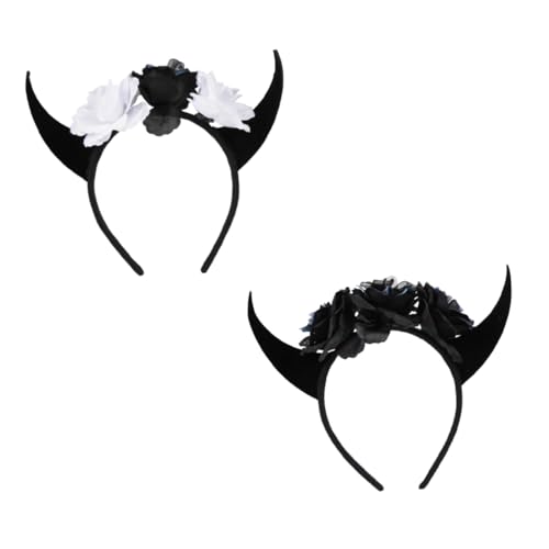 MERRYHAPY 2 Stück Teiliges Halloween Haarreif mit Teufelshörnern Blumen und Totenkopf Komfortable Kopfbedeckung für Erwachsene und Leicht und Langlebig für Party und Kostüm MERRYHAPY 2 Stück Teiliges Halloween Haarreif mit Teufelshörnern Blumen und Totenkopf Komfortable Kopfbedeckung für Erwachsene und Leicht und Langlebig für Party und Kostüm von MERRYHAPY